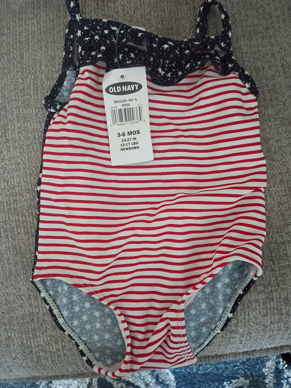 Old Navy Red & White Striped Baby One-Piece Swimsuit